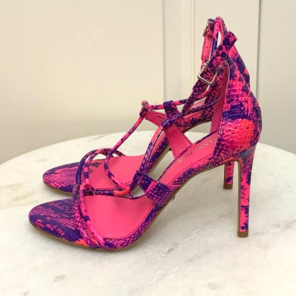 Gianni Bini Pink & Purple Kameela Snake Skin Heels - Picture 1 of 9